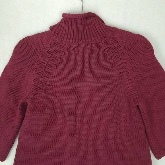 LOFT Chunky‎ Knit Oversized Sweater Size S Fuchsia Cotton Blend 3/4 Sleeve - Picture 6 of 11
